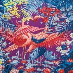 Pre Owned Hermes Blue Silk Flamingo Party Scarf 
