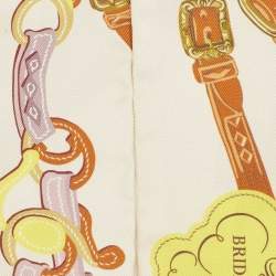 مملوكة مسبقًا Hermès Crème/Orange Silk Brides de Gala Applique Pique Twilly