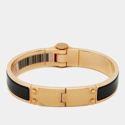 مملوكة مسبقًا Hermès Hinged Enamel Rose Gold Plated Bracelet