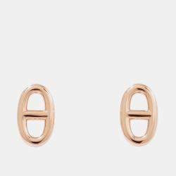 مملوكة مسبقًا Hermes Chaine D'Ancre Stud Earrings 18K Pink Gold