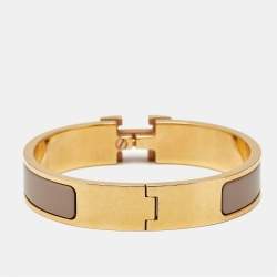 Pre Owned Hermes Clic H Enamel Gold Plated Bracelet
