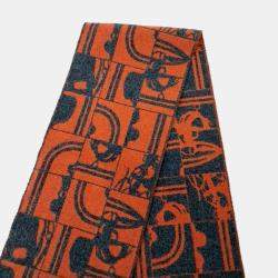 مملوكة مسبقًا وشاح هيرمس كشمير رمادي وبرتقالي