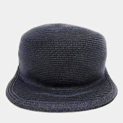 Pre Owned Hermes Navy Blue Paper Polyester Hat