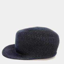 Pre Owned Hermes Navy Blue Paper Polyester Hat
