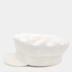 Pre Owned Hermes White Fabric Hunting Cap