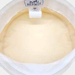 Pre Owned Hermes White Fabric Hunting Cap