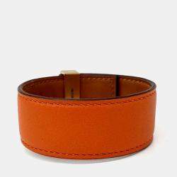 Pre Owned سوار هيرمس جلد برتقالي ميدور