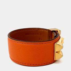 Pre Owned سوار هيرمس جلد برتقالي ميدور