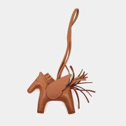 مملوكة مسبقًا تميمة حقيبة هيرمس بيغاسوس روديو جلد بني صغيرة