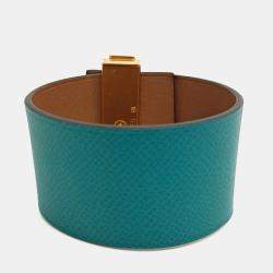مملوكة مسبقًا Hermes Green Leather Reversible Medore Bracelet