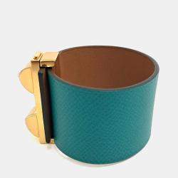 مملوكة مسبقًا Hermes Green Leather Reversible Medore Bracelet