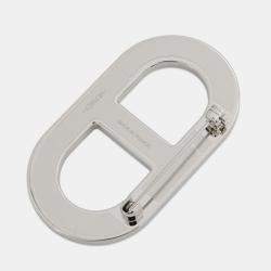 Pre Owned Hermes Chaine D'Ancre Brooch Orange Minyan Epsom Metal