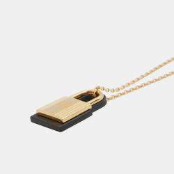 مملوكة مسبقًا Hermes O'Kelly Pendant Size Pm Black Gold Plated Leather