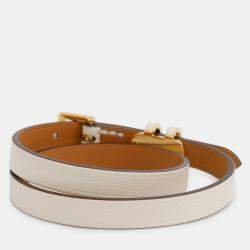 مملوكة مسبقًا Hermes Pop H Double Tour Leather Bracelet Size T2 Nata Swift Leather