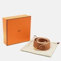 Pre Owned Hermes Sangle Cordage Bag Shoulder Strap New Ecru/Gold Canvas