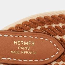 Pre Owned Hermes Sangle Cordage Bag Shoulder Strap New Ecru/Gold Canvas