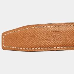 Pre Owned Hermès H Buckle 75 CM Belt Gold/Noir Epsom and Swift Leather
