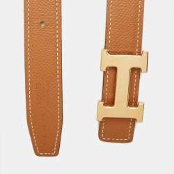 Pre Owned Hermès H Buckle 75 CM Belt Gold/Noir Epsom and Swift Leather
