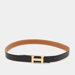 Pre Owned Hermès H Buckle 75 CM Belt Gold/Noir Epsom and Swift Leather