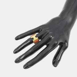 Pre Owned خاتم هيرمس أورومب ميتال إيبسوم ذهبي حجم جراندي موديل/صغير