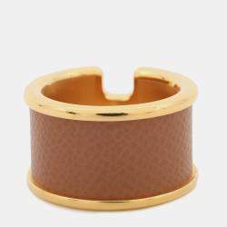 Pre Owned خاتم هيرمس أورومب ميتال إيبسوم ذهبي حجم جراندي موديل/صغير