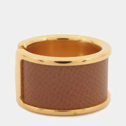 Pre Owned خاتم هيرمس أورومب ميتال إيبسوم ذهبي حجم جراندي موديل/صغير