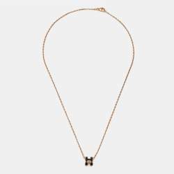 مملوكة مسبقًا Hermès Mini Pop H Enamel Rose Gold Plated Necklace