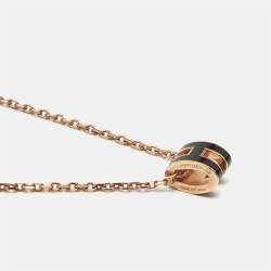 مملوكة مسبقًا Hermès Mini Pop H Enamel Rose Gold Plated Necklace