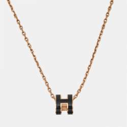 مملوكة مسبقًا Hermès Mini Pop H Enamel Rose Gold Plated Necklace