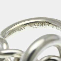 مملوكة مسبقًا خاتم هيرمس كرويسيت فضي موضة بدون حجر خاتم شريط فضي GM