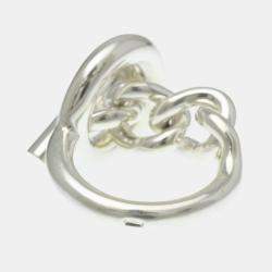 مملوكة مسبقًا خاتم هيرمس كرويسيت فضي موضة بدون حجر خاتم شريط فضي GM