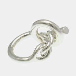 مملوكة مسبقًا خاتم هيرمس كرويسيت فضي موضة بدون حجر خاتم شريط فضي GM