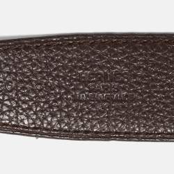 مملوكة مسبقًا حزام هيرمس إبزيم H جلد بوكس وتوغو شوكولا/أسود 90 سم