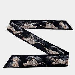 مملوكة مسبقًا Hermes Maxi Twilly Black Scarf