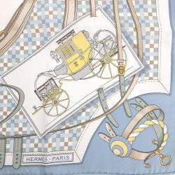 مملوكة مسبقًا Hermes Blue White Silk Scarf
