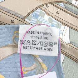 مملوكة مسبقًا Hermes Blue White Silk Scarf