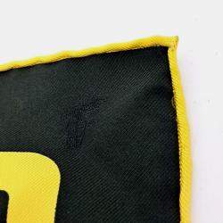 مملوكة مسبقًا وشاح هيرمس حرير أسود وأصفر