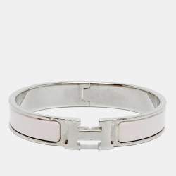 Pre Owned Hermes Clic H Enamel Palladium Plated Braclet