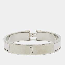 Pre Owned Hermes Clic H Enamel Palladium Plated Braclet