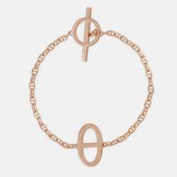 Pre Owned Hermes Chaine D'Ancre Contour Bracelet Size Xs 18K Pink Gold