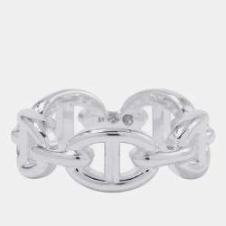 Pre Owned Hermes Chaine D'Ancre Anchene Ring Size Pm/51/#11 Sv925