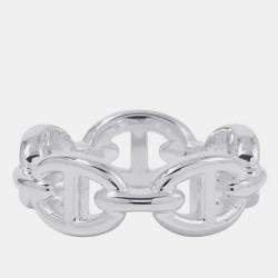 Pre Owned Hermes Chaine D'Ancre Anchene Ring Size Pm/51/#11 Sv925
