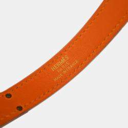 مملوكة مسبقًا Hermes Orange Veau Gulliver Kelly Double Tour Bracelet Bangle