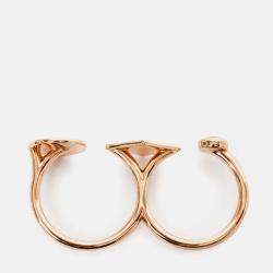 مملوكة مسبقًا Hermes 18K Rose Gold Diamond 'Gambade' Double Ring Size 50