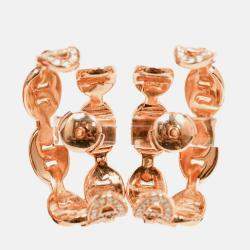 مملوكة مسبقًا Hermes 18K Rose Gold Diamonds Chaine d'Ancre Enchaine Cuff Earrings