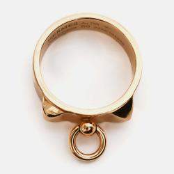 مملوكة مسبقًا Hermes 18K Rose Gold 'Collier De Chien' Small Model Ring Size 50
