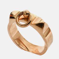 Pre Owned Hermes 18K Rose Gold 'Collier De Chien' Small Model Ring Size 50