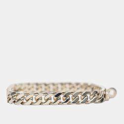 مملوكة مسبقًا Hermes Sterling Silver Kelly Gourmette Bracelet Size XS