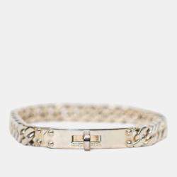 مملوكة مسبقًا Hermes Sterling Silver Kelly Gourmette Bracelet Size XS