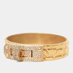 Pre Owned Hermes 18K Rose Gold Diamonds Milanese Mesh Kelly Bracelet